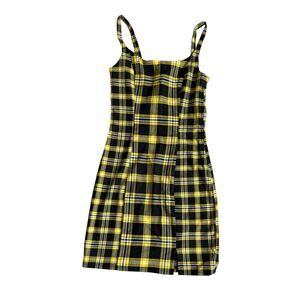 H&M Divided Yellow and Black Plaid Mini Dress XS | NWT